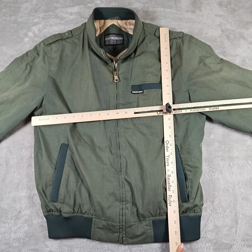 Vintage Members Only Jacket Mens Medium Green Bomber Racing Full Zip Retro Lined